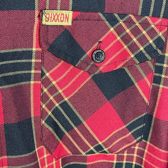 DIXXON Flannel Shirt Men's XL Red‎ Black Yellow Plaid Long Sleeve Button Up - Picture 5 of 9
